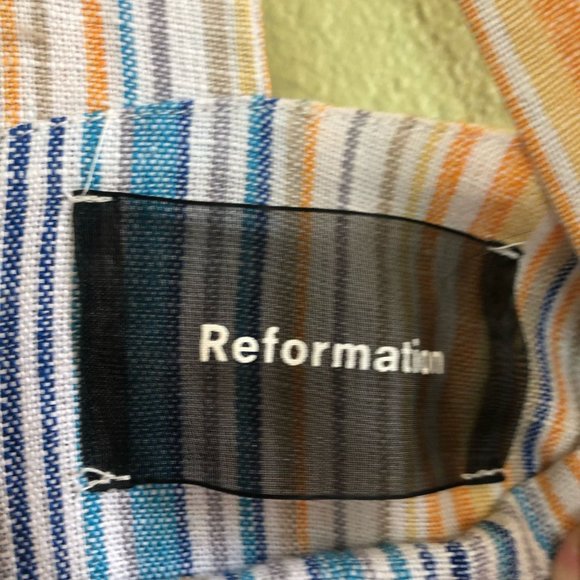 REFORMATION Womens Striped Linen Romper Playsuit Jumpsuit 2 - Picture 6 of 7